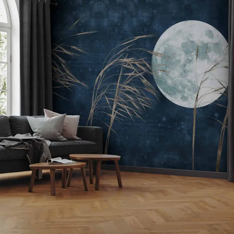 Feeby Fotobehang XXL Wolven Mist Maan 140x100 cm Blauw Inclusief Lijm
