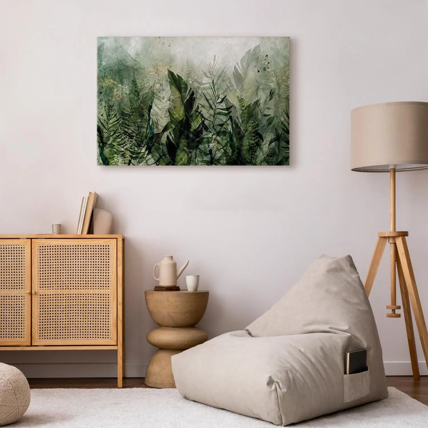 ZHMANLUCK 3 stuks abstracte print groen roze bloemen poster muurkunst canvas schilderij ingelijste foto's voor woonkamer woondecoratie 60 x 80 cm x 3