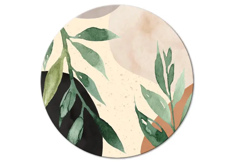 Plantaardige abstractie - grote bladeren in pastelkleuren bruin en groen