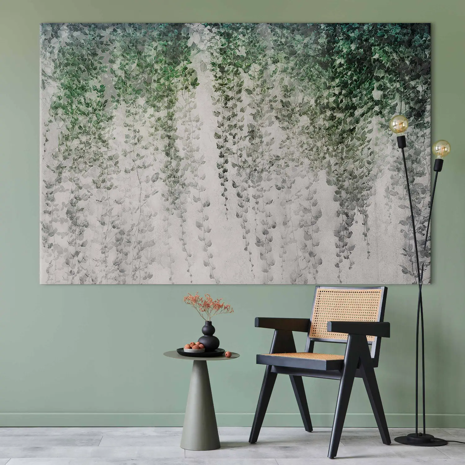 XXL schilderij Oase van rust - compositie met donkere klimop op de
