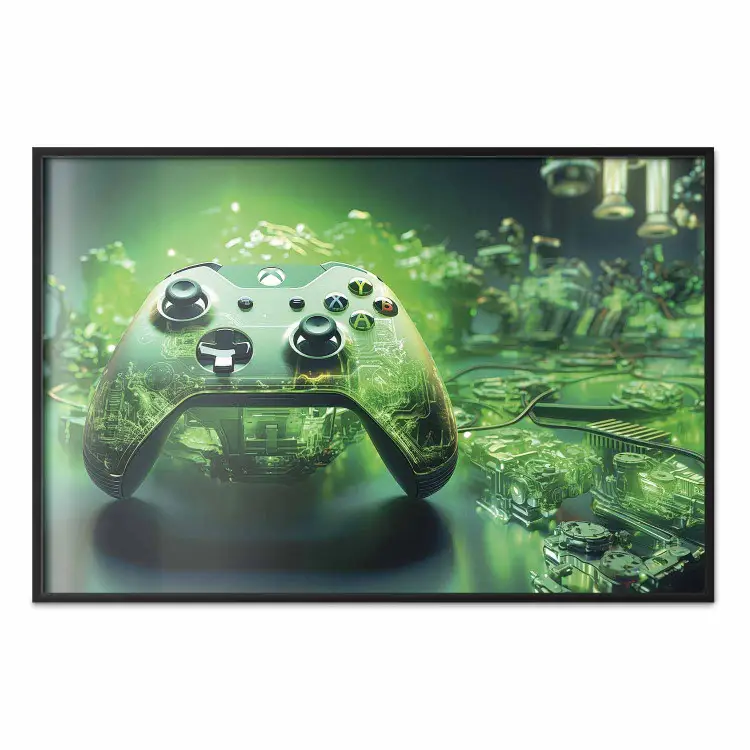 Gaming technologie - gaming pad op een intens groene achtergrond