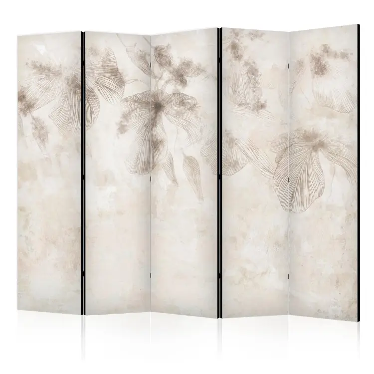 Efemere bloemen II - lineaire flora op beige achtergrond