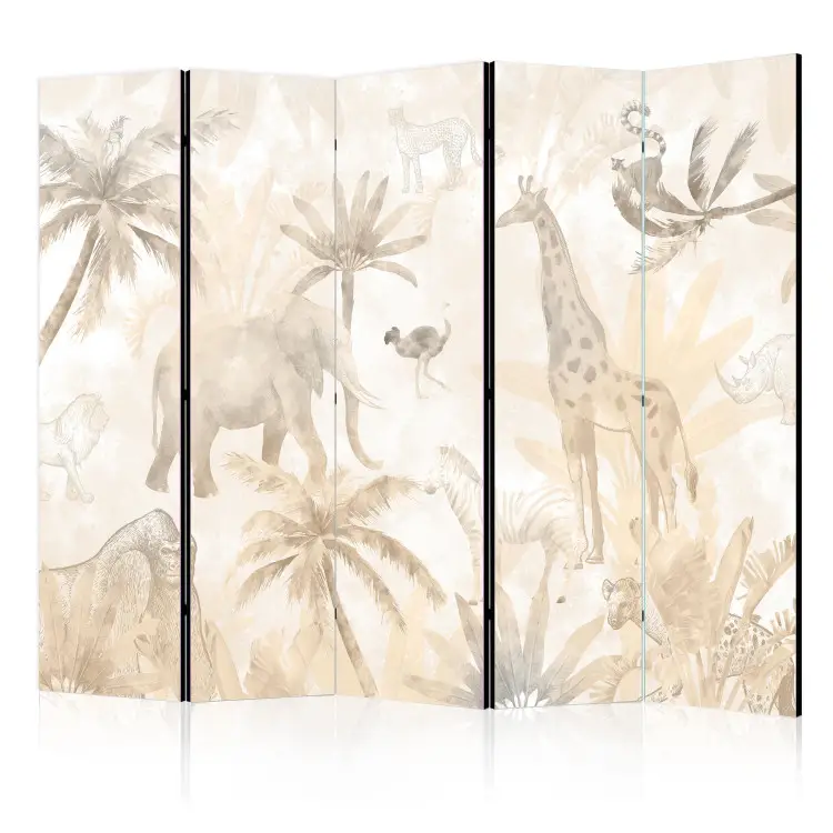 Tropische safari II - wilde dieren in beige tinten op een witte achtergrond