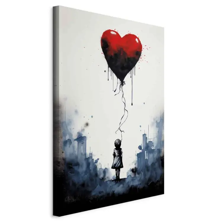 Vliegende ballon - aquarel compositie geïnspireerd door Banksy stijl