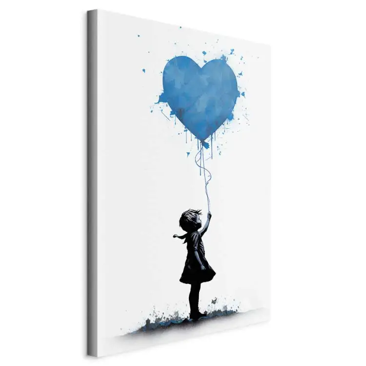 Blauw hart - Banksy graffiti van een kind met een ballon