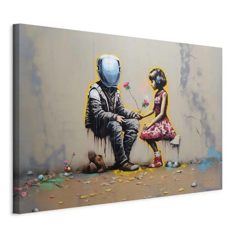 Meeting AI - futuristische kleurrijke graffiti in Banksy-stijl