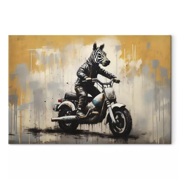Zebra on a Motorcycle - Banksy-Inspired Graffiti