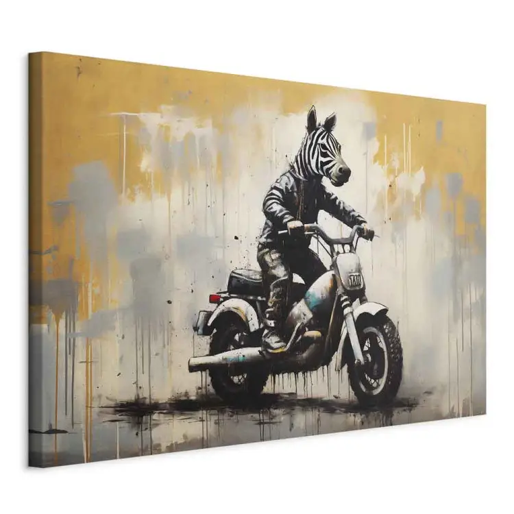 Zebra op motor - graffiti geïnspireerd door Banksy stijl