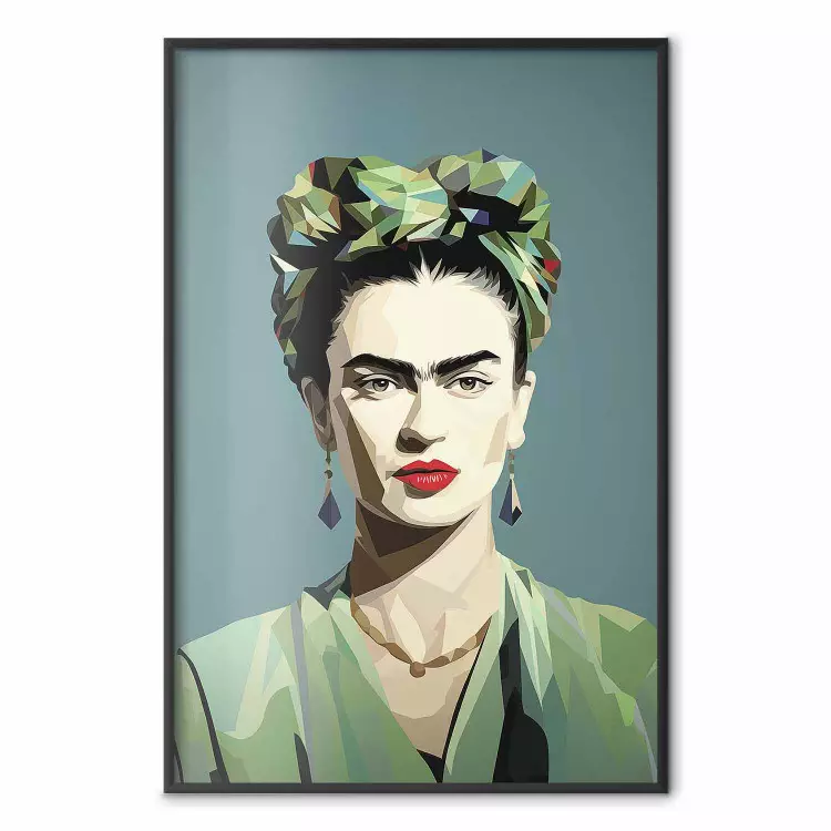 Groene Frida - geometrisch en minimalistisch portret van een vrouw