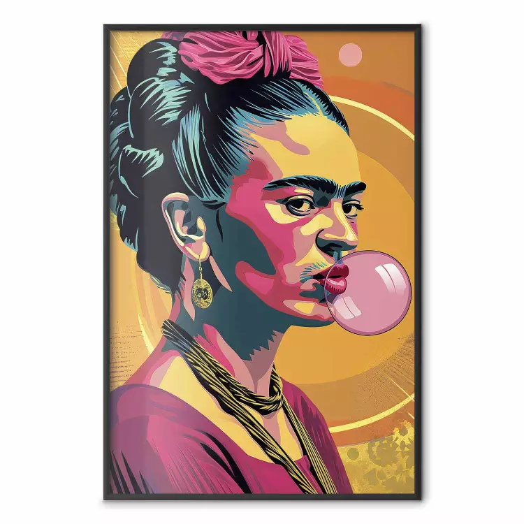 Frida Kahlo - pop-art portret van de schilder met kauwgom