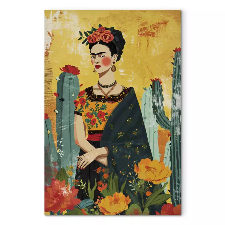 Frida Kahlo - artistieke afbeelding van de kunstenares met cactussen
