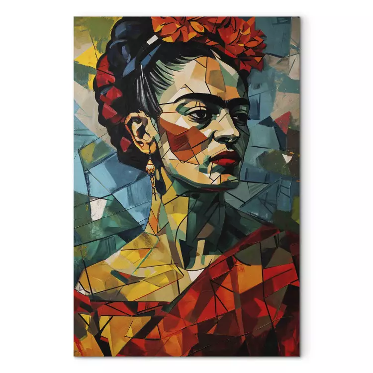 Frida Kahlo - geometrisch portret in kubistische stijl