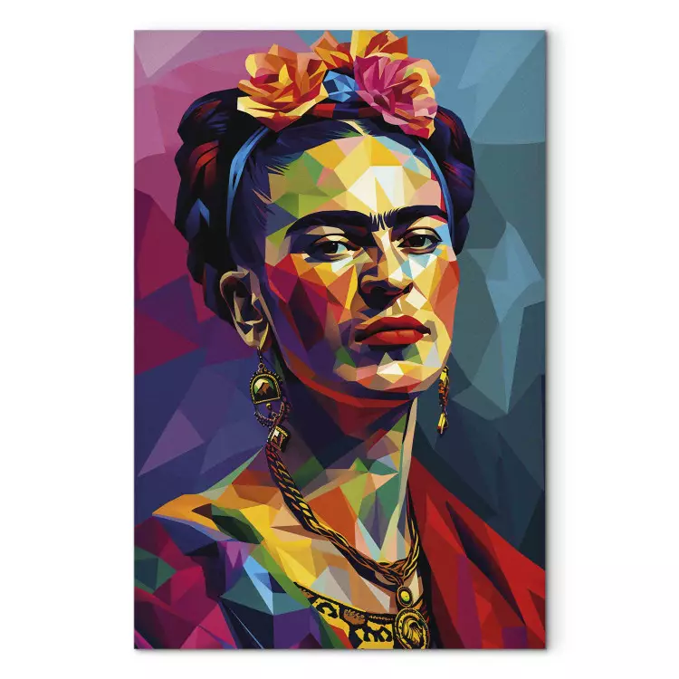Frida Kahlo - geometrisch portret van de schilderes in Picasso stijl