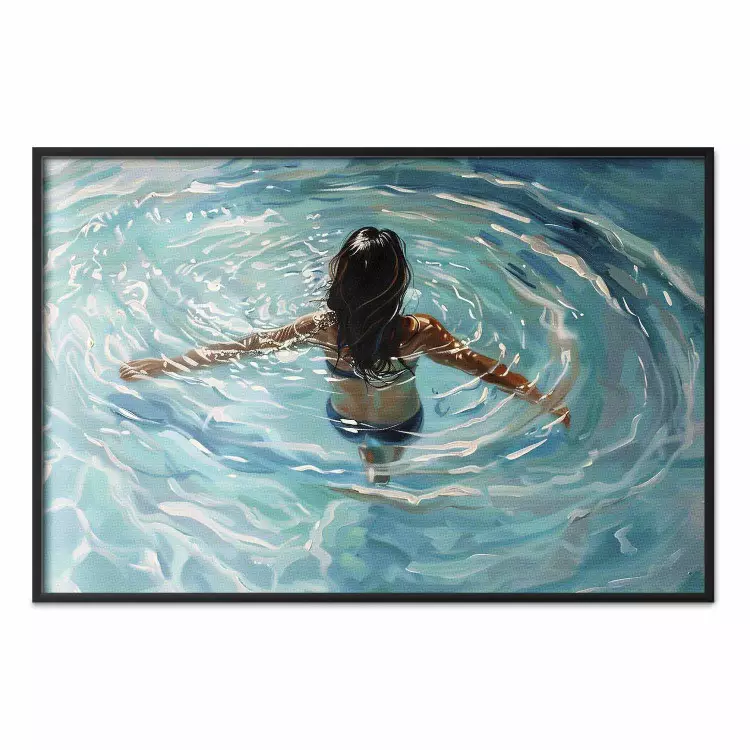Kalm onderdompelen - een vrouw in een zwembad omringd door cirkels van water