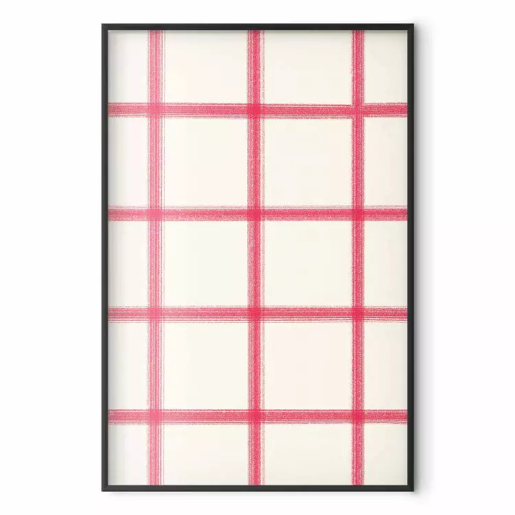 Klassiek ruitje - eenvoudig geometrisch motief van rode lijnen op een crèmekleurige achtergrond