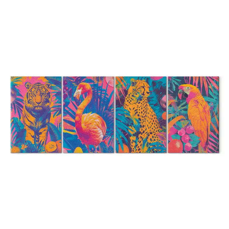 Pop-art safari - intense kleuren van wilde dieren in een tropische omgeving