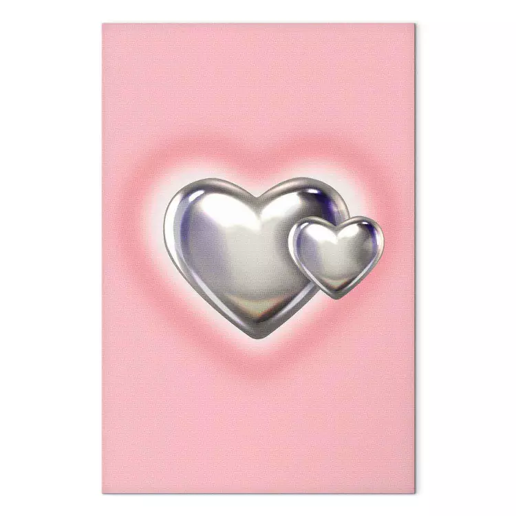 Metallic harten - zilveren figuren op een subtiele roze achtergrond
