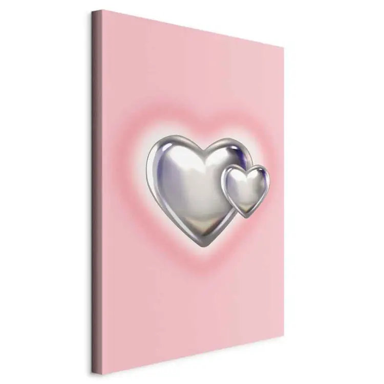 Metallic harten - zilveren figuren op een subtiele roze achtergrond