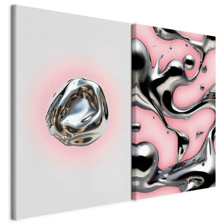 Metallic dynamiek - abstracte vormen op een pastelkleurige achtergrond