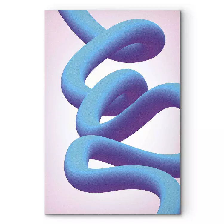 Abstracte formatie - een kronkelende lijn in blauw- en paarstinten op een pastelkleurige achtergrond