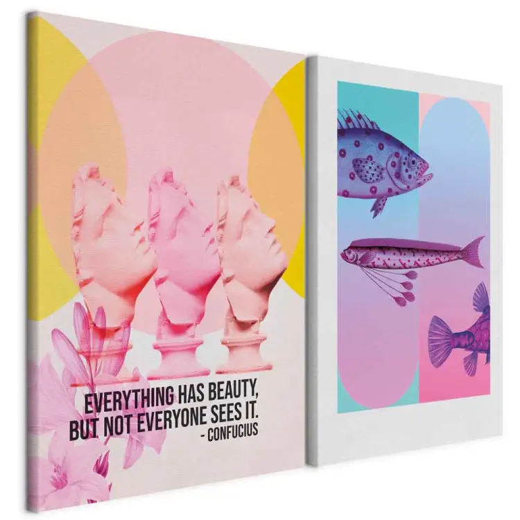 Fantasievolle composities - surrealistische vissen en beelden met inspirerende citaten