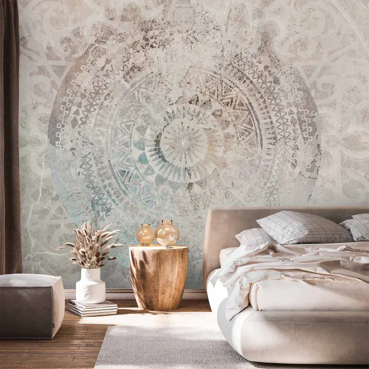 Mandala van vrede - detail op licht marmer