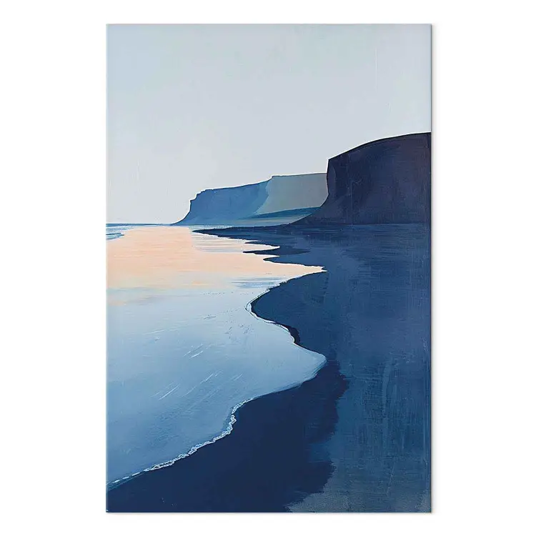 Kust stilte - minimalistische illustratie van een rustige oever
