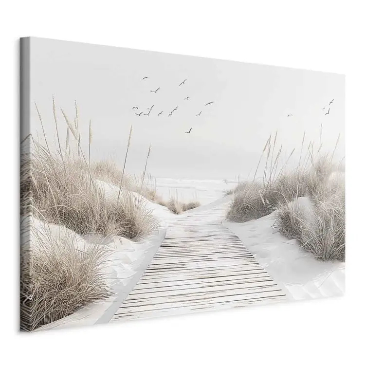 De schoonheid van de natuur - houten pad door duinen en gras aan zee