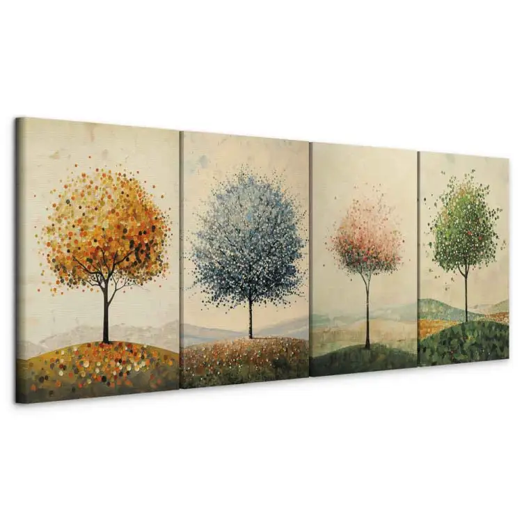 Seizoenen - minimalistische bomen in zachte kleuren