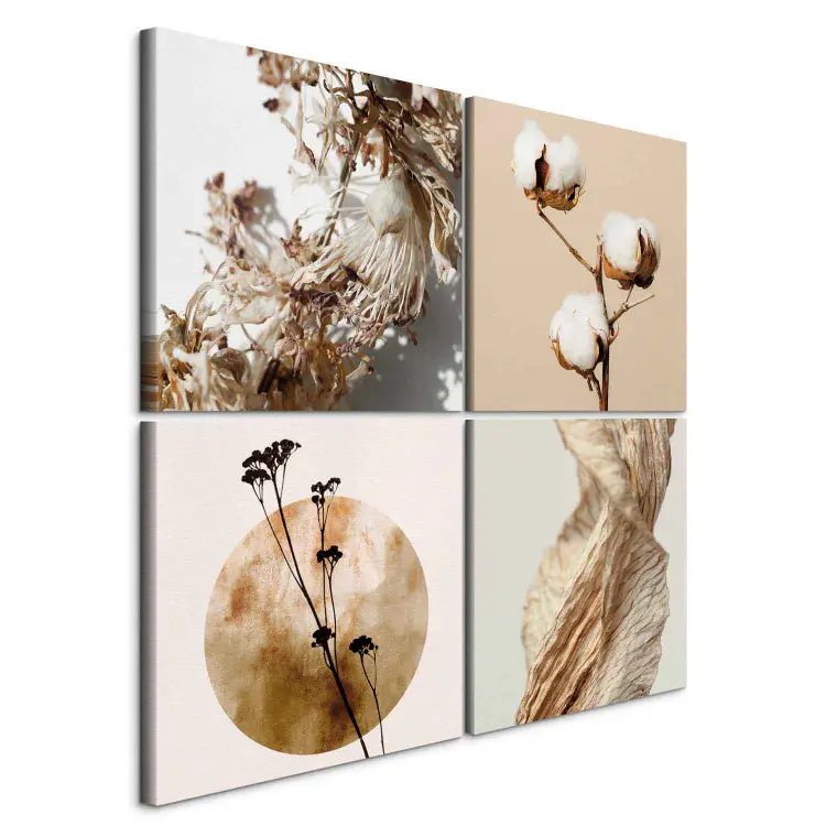 Inspiratie uit de natuur - gedroogde bloemen, katoen en bladstructuur