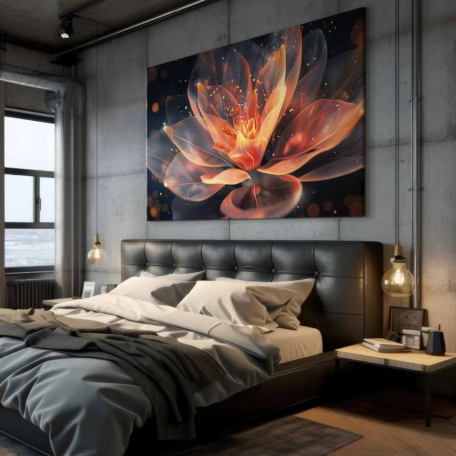 Grote XXL schilderij Magische plant - bloem in glamourstijl in