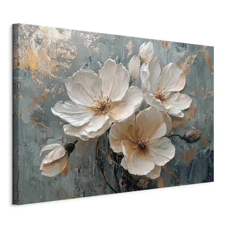 Witte appelboom - bloeiende planten op blauw-gouden achtergrond