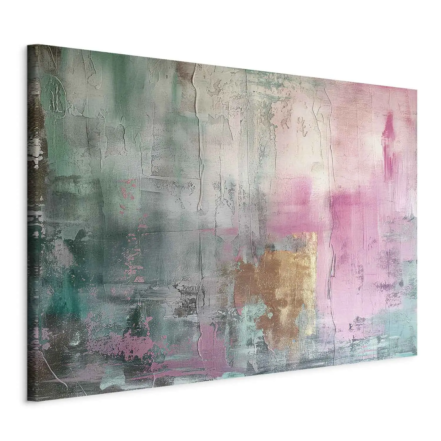 shirohitsujiページ Groot schilderij Verstilling - harmonieuze kleuren in pastelroze