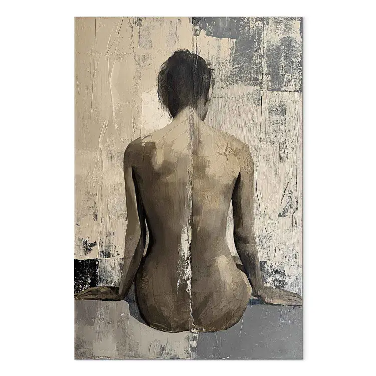 Echo’s van het verleden - ruwe compositie met naakte figuur en textuur