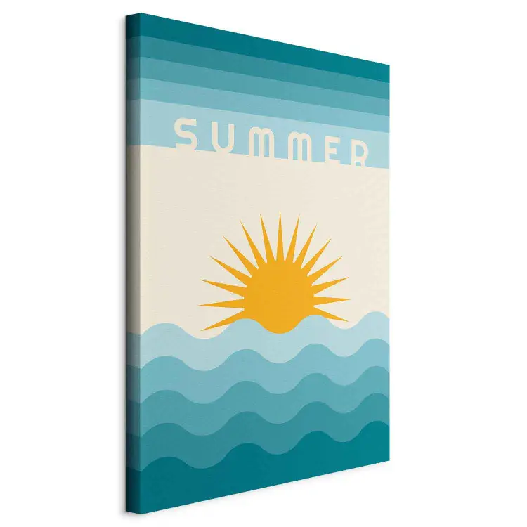 Zonnige kust - retrografiek met tekst Summer en een zee-landschap