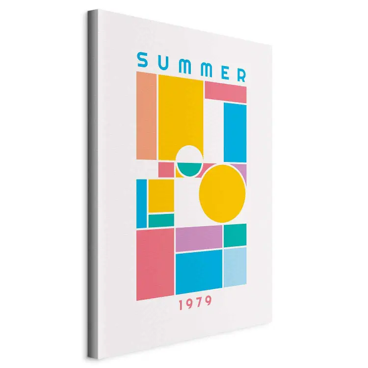 Zomerse puzzel - kleurrijke geometrische figuren in retrostijl met jaartal 1979