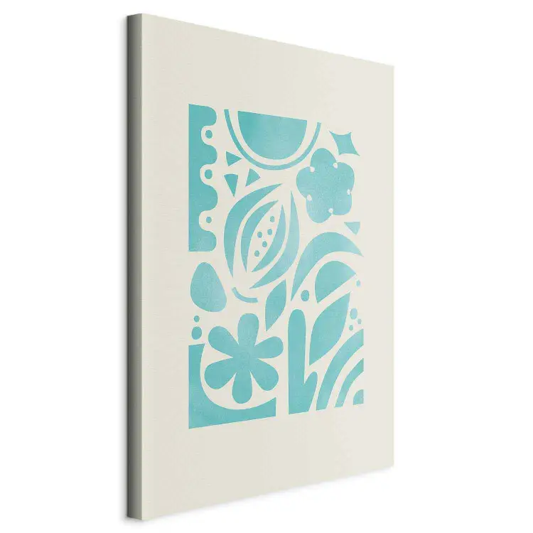 Blauwe flora - decoratieve bloemen en bladeren in grafische compositie