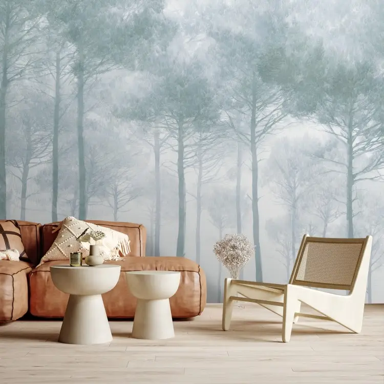 Misty Pine - Hoge naaldbomen in een koele, witte mist