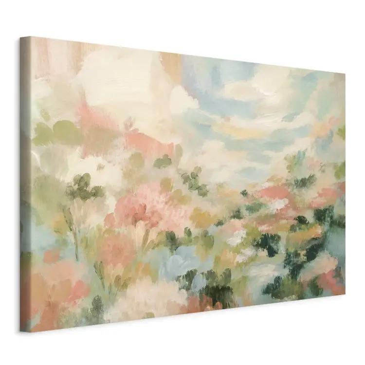 Pastel landschap - abstracte bloemen in de delicate lentekleuren van de natuur