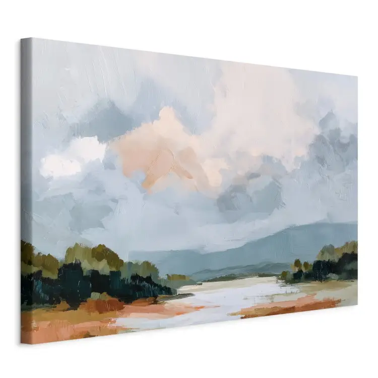 Schilderachtige horizon - dikke wolken boven een kalm bosmeer