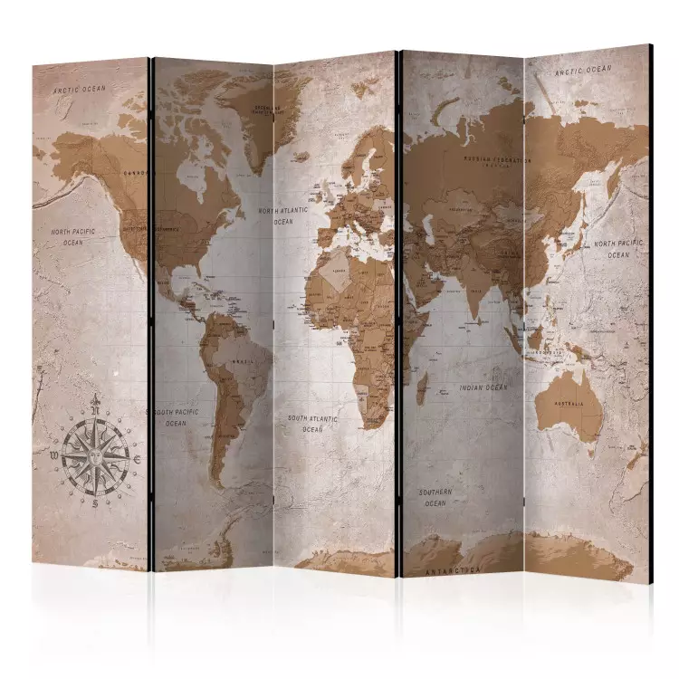 Oriëntaalse reizen - oosterse wereldkaart met bronzen continenten