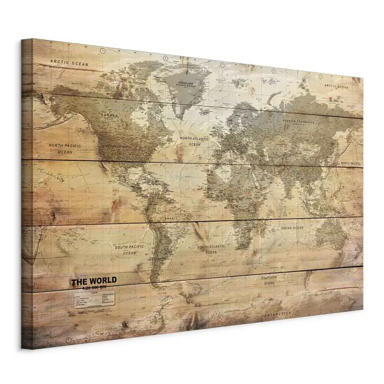 Wereldkaart: Hout - continenten op een houten textuur